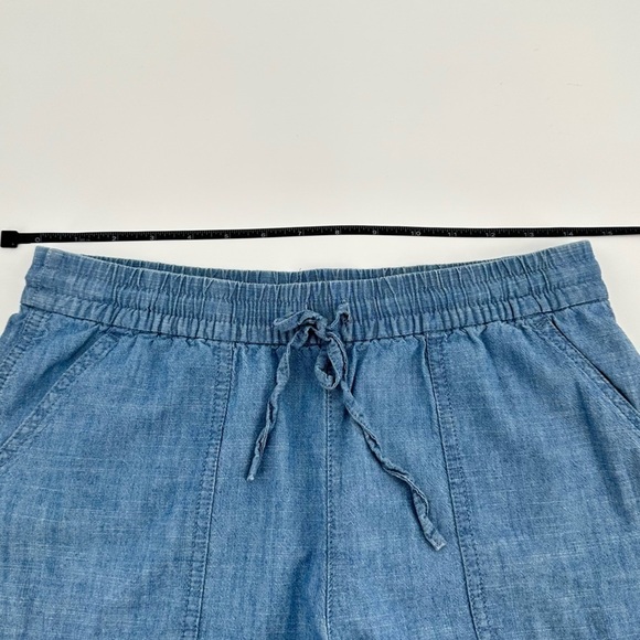 J.crew Factory Blue Chambray Cotton Elastic Waist/Drawstring Shorts Size XS - Picture 10 of 12